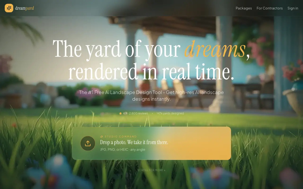 DreamYard (dreamyard.ai) homepage, captured October 7, 2026