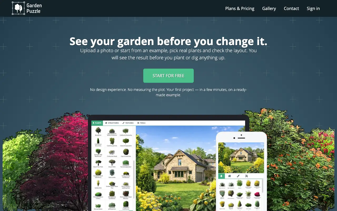 GardenPuzzle homepage, captured October 7, 2026