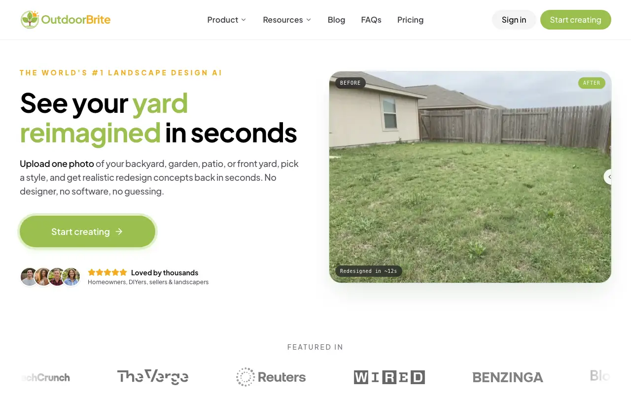 OutdoorBrite homepage, captured October 7, 2026