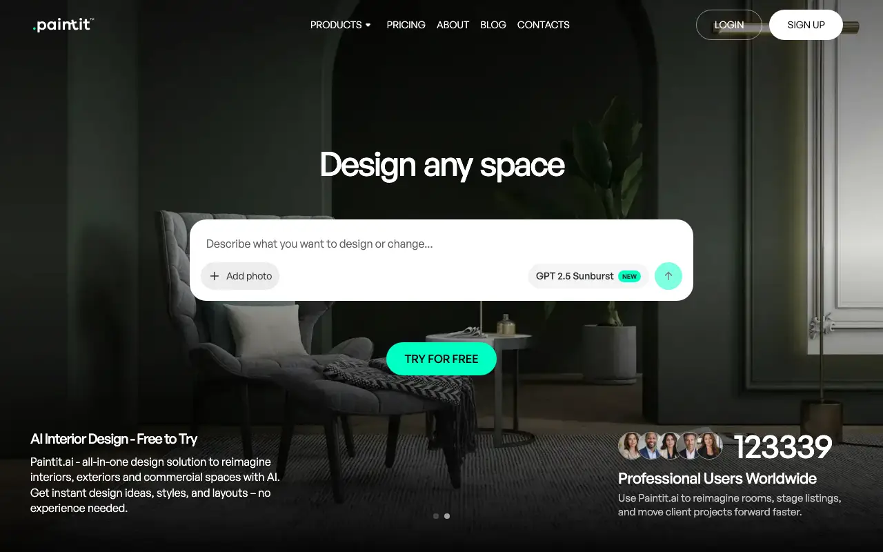 Paintit.ai homepage, captured October 7, 2026