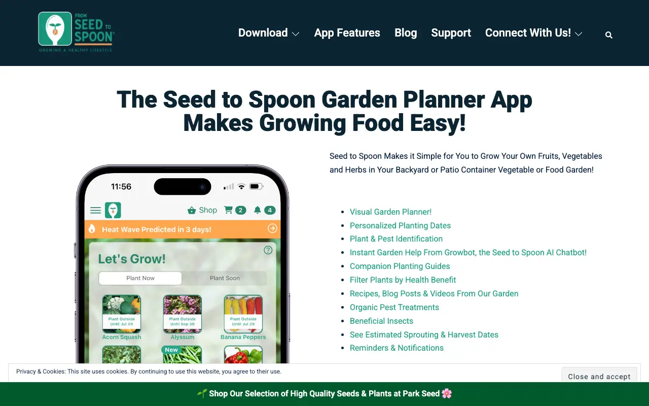 Seed to Spoon homepage, captured October 7, 2026