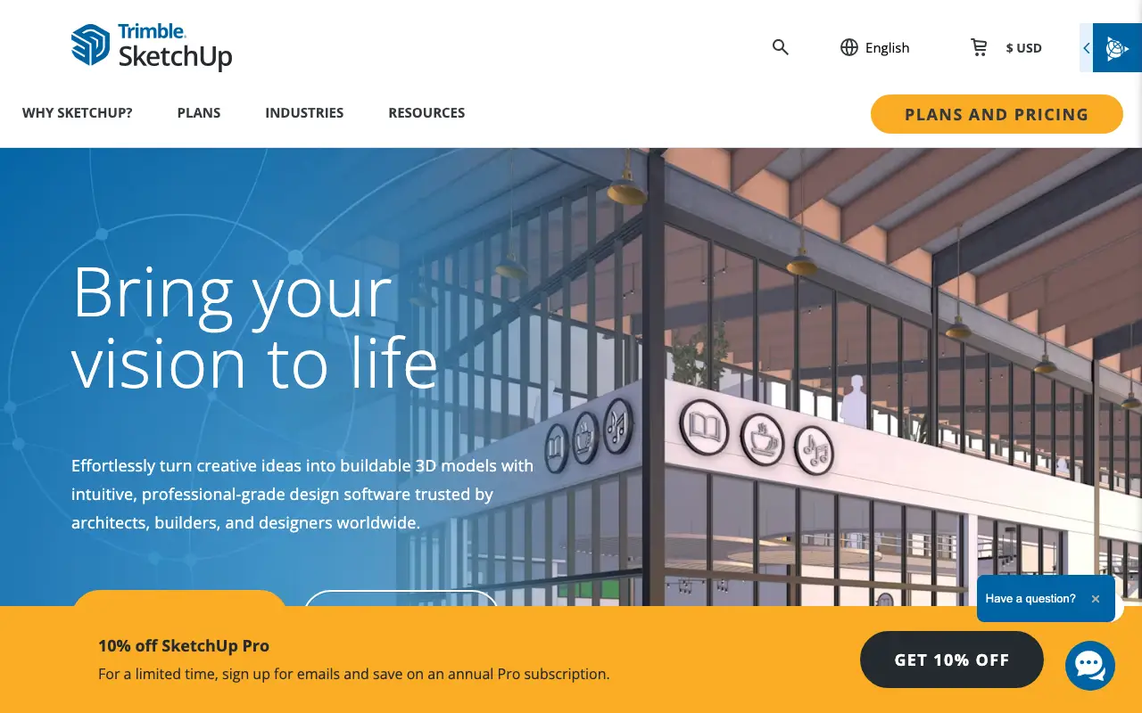SketchUp Free homepage, captured October 7, 2026