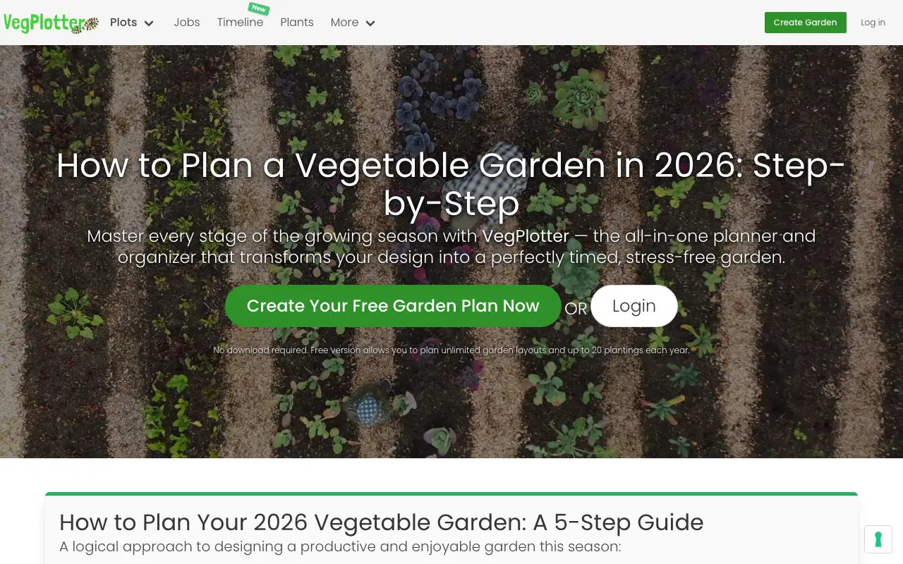 VegPlotter homepage, captured October 7, 2026